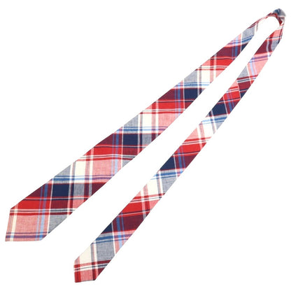 【中古】ビームスプラス BEAMS PLUS コットンリネン チェック柄ネクタイ レッドxネイビー【 状態ランクB 】【 メンズ 】