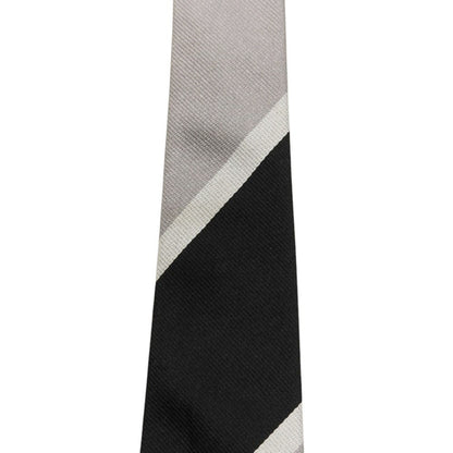 【中古】ジョン コンフォート JOHN COMFORT シルク ストライプ柄ネクタイ ブラックxグレー【 状態ランクC 】【 メンズ 】