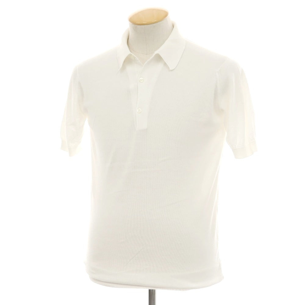 【中古】ジョンスメドレー JOHN SMEDLEY シーアイランドコットン ハイゲージ 半袖 ポロニット ホワイト【サイズS】【 状態ランクB 】【 メンズ 】