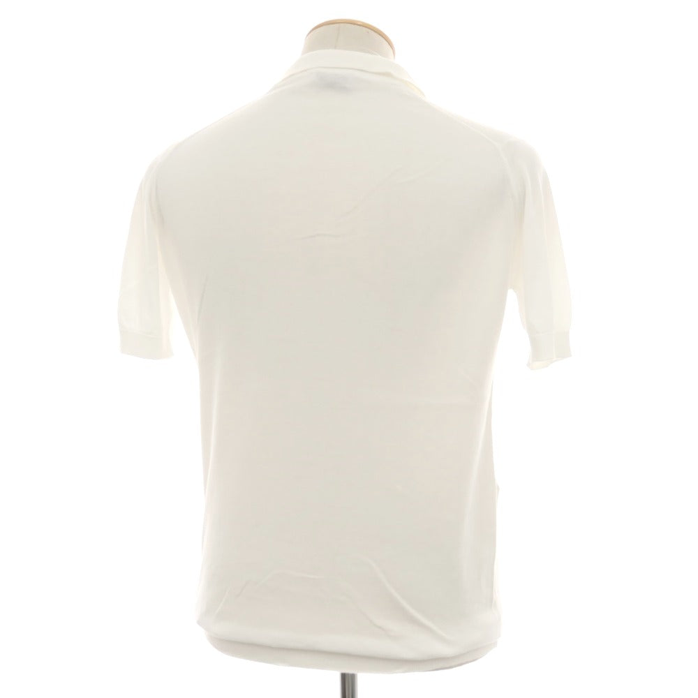 【中古】ジョンスメドレー JOHN SMEDLEY シーアイランドコットン ハイゲージ スキッパー 半袖 ポロニット ホワイト【サイズS】【 状態ランクB 】【 メンズ 】
