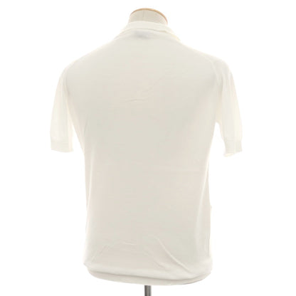 【中古】ジョンスメドレー JOHN SMEDLEY シーアイランドコットン ハイゲージ スキッパー 半袖 ポロニット ホワイト【サイズS】【 状態ランクB 】【 メンズ 】