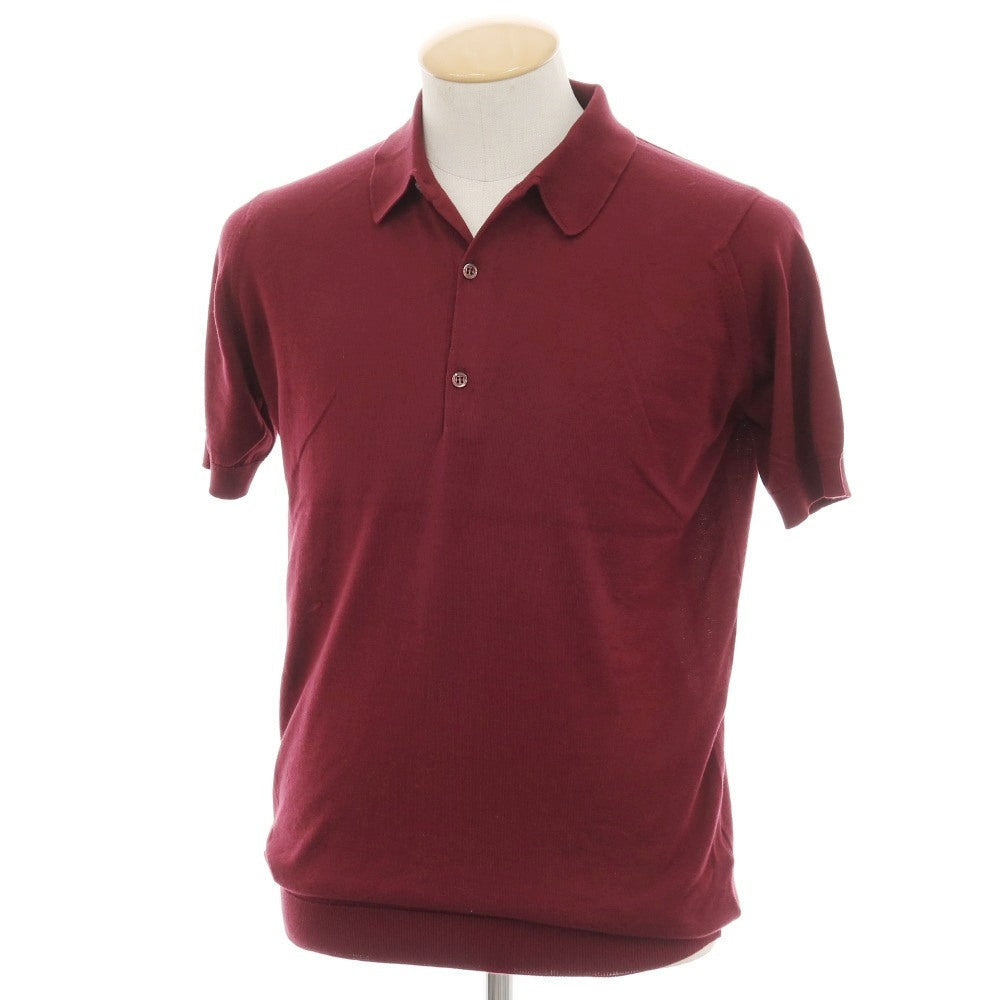 【中古】ジョンスメドレー JOHN SMEDLEY シーアイランドコットン ハイゲージ 半袖 ポロニット バーガンディ【サイズS】【 状態ランクB 】【 メンズ 】