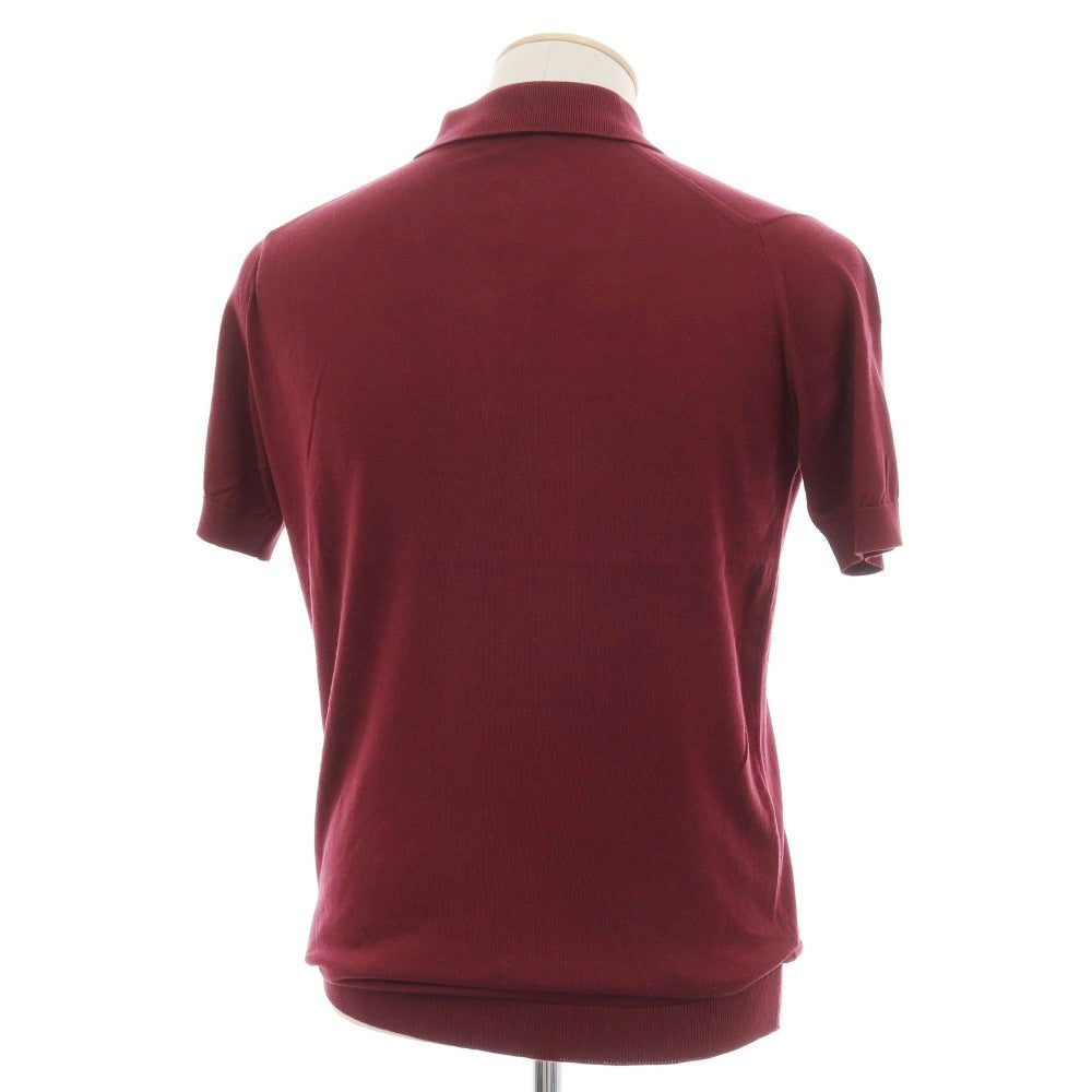 【中古】ジョンスメドレー JOHN SMEDLEY シーアイランドコットン ハイゲージ 半袖 ポロニット バーガンディ【サイズS】【 状態ランクB 】【 メンズ 】