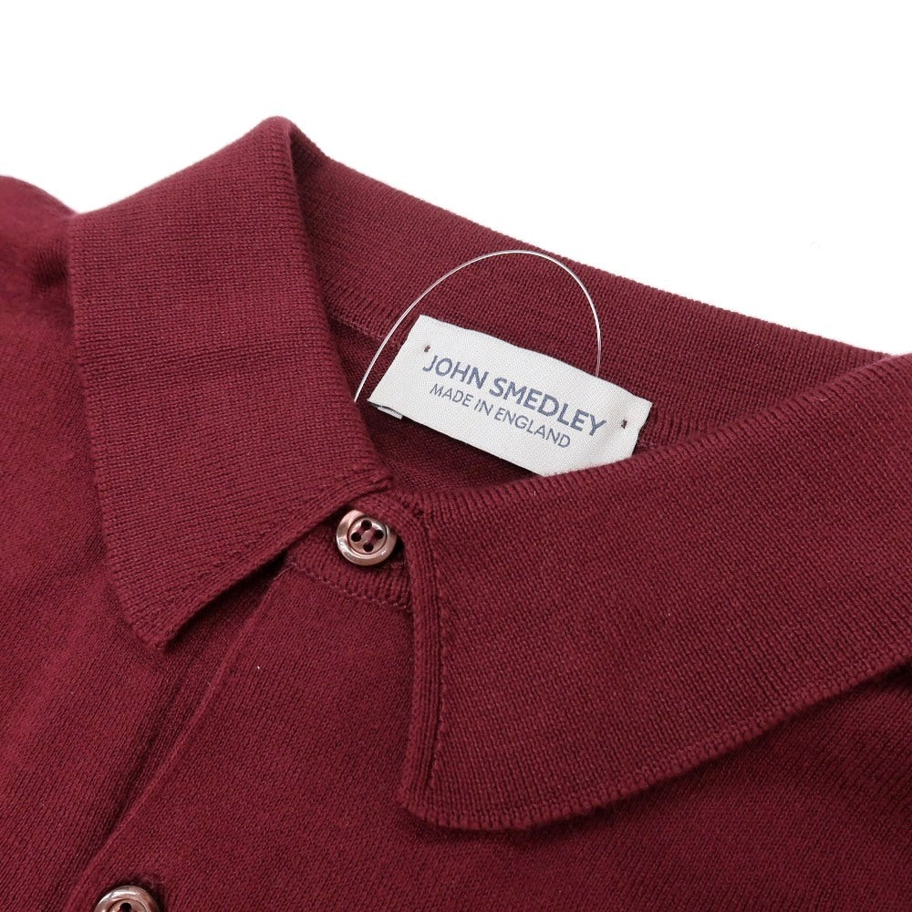 【中古】ジョンスメドレー JOHN SMEDLEY シーアイランドコットン ハイゲージ 半袖 ポロニット バーガンディ【サイズS】【 状態ランクB 】【 メンズ 】