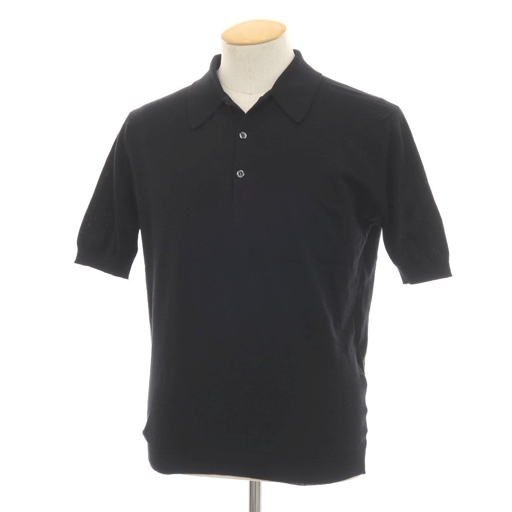 【中古】ジョンスメドレー JOHN SMEDLEY シーアイランドコットン ハイゲージ 半袖 ポロニット ブラック【サイズXS】【 状態ランクB 】【 メンズ 】