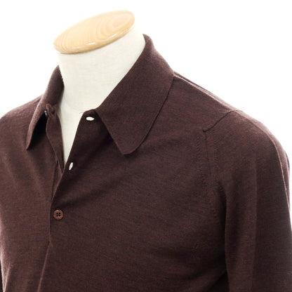 【中古】ジョンスメドレー JOHN SMEDLEY ハイゲージ ウール 長袖 ポロニット ブラウン【サイズXS】【 状態ランクA 】【 メンズ 】