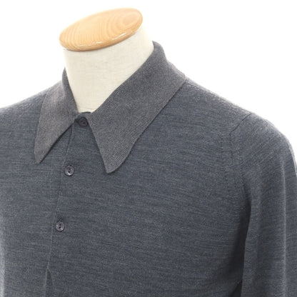【中古】ジョンスメドレー JOHN SMEDLEY SHIPS別注 ハイゲージ ピュアウール 長袖 ポロニット グレー【サイズS】【 状態ランクA 】【 メンズ 】