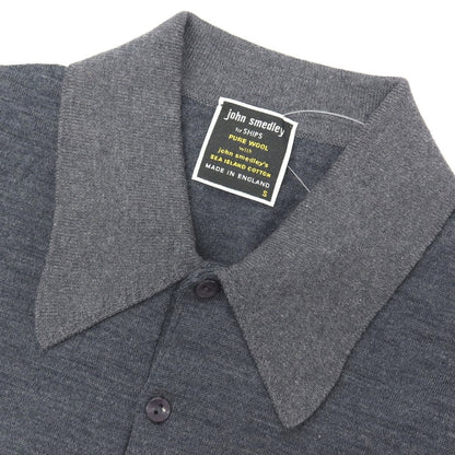【中古】ジョンスメドレー JOHN SMEDLEY SHIPS別注 ハイゲージ ピュアウール 長袖 ポロニット グレー【サイズS】【 状態ランクA 】【 メンズ 】