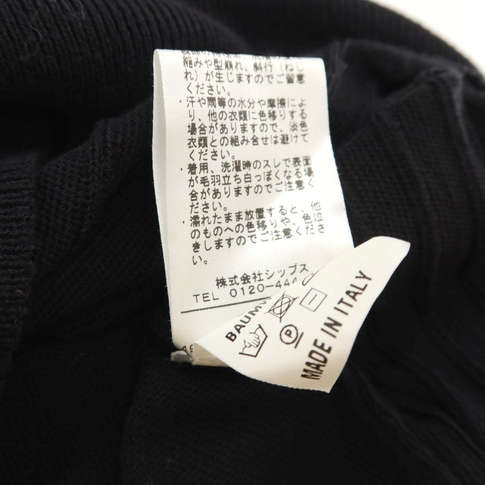 【中古】シップス SHIPS コットン リブ切り替え ハイゲージ 半袖 ポロニット 　 ブラック【サイズ48】【 状態ランクB 】【 メンズ 】