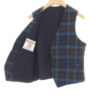 【中古】スーツカンパニー THE SUIT COMPANY ANTONIO LAVERDA ウール ハリスツイード チェック カジュアル系ジレ ベスト ブルーxカーキ【サイズM】【 状態ランクB 】【 メンズ 】