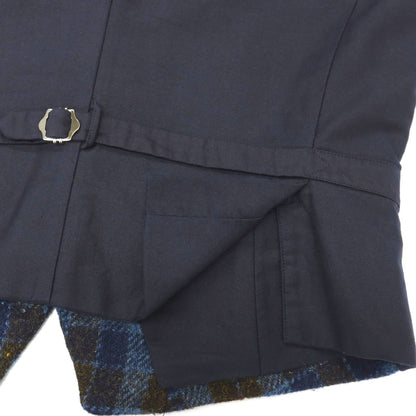 【中古】スーツカンパニー THE SUIT COMPANY ANTONIO LAVERDA ウール ハリスツイード チェック カジュアル系ジレ ベスト ブルーxカーキ【サイズM】【 状態ランクB 】【 メンズ 】