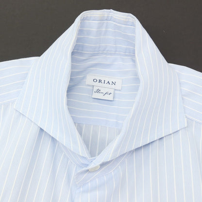 【中古】オリアン ORIAN コットン ストライプ カッタウェイ ドレスシャツ ライトブルーxホワイト【サイズ37】【 状態ランクC 】【 メンズ 】