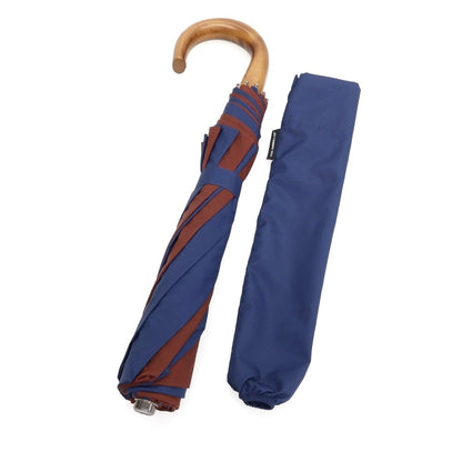 【中古】フォックス アンブレラズ FOX UMBRELLAS ツートーンカラー ウッドハンドル 折り畳み傘 ネイビーxブラウン【 状態ランクB 】【 メンズ 】