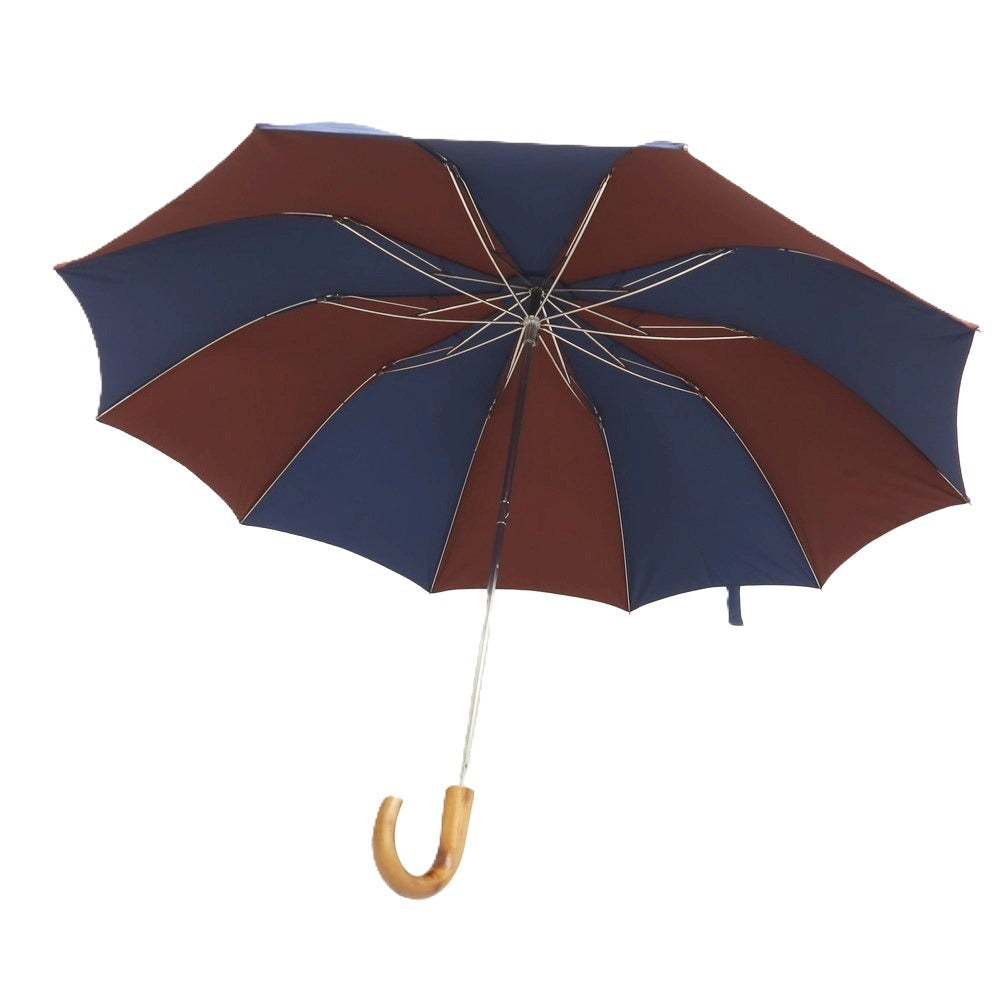 【中古】フォックス アンブレラズ FOX UMBRELLAS ツートーンカラー ウッドハンドル 折り畳み傘 ネイビーxブラウン【 状態ランクB 】【 メンズ 】