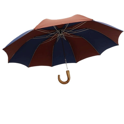 【中古】フォックス アンブレラズ FOX UMBRELLAS ツートーンカラー ウッドハンドル 折り畳み傘 ネイビーxブラウン【 状態ランクB 】【 メンズ 】