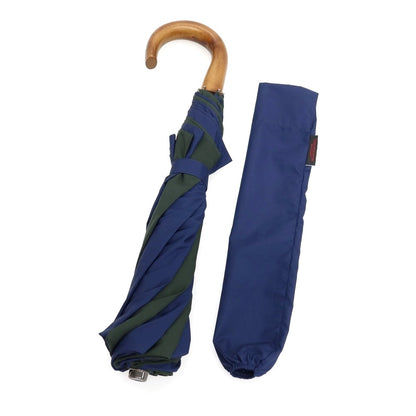 【中古】フォックス アンブレラズ FOX UMBRELLAS ツートーンカラー ウッドハンドル 折り畳み傘 ネイビーxグリーン【 状態ランクB 】【 メンズ 】