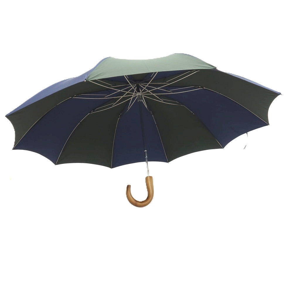 【中古】フォックス アンブレラズ FOX UMBRELLAS ツートーンカラー ウッドハンドル 折り畳み傘 ネイビーxグリーン【 状態ランクB 】【 メンズ 】