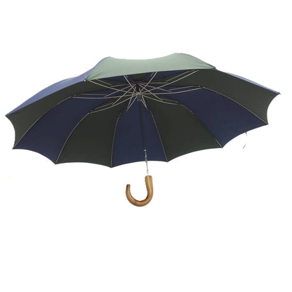【中古】フォックス アンブレラズ FOX UMBRELLAS ツートーンカラー ウッドハンドル 折り畳み傘 ネイビーxグリーン【 状態ランクB 】【 メンズ 】
