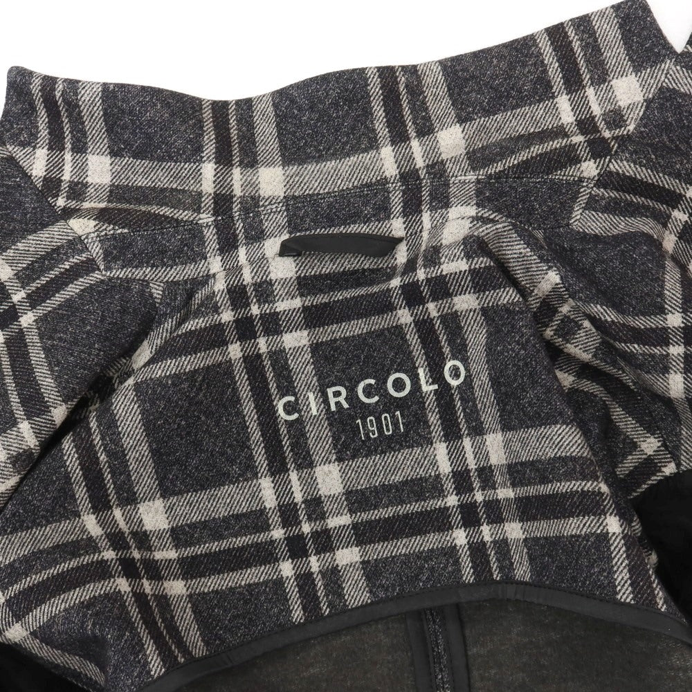 【中古】チルコロ1901 CIRCOLO 1901 コットン ジャージー チェック 転写プリント 裏起毛 2B カジュアルジャケット チャコールグレーxホワイト【サイズ42】【 状態ランクC 】【 メンズ 】