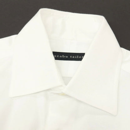【中古】アザブテーラー azabu tailor コットン ヘリンボーン セミワイドカラー ドレスシャツ ホワイト【サイズ表記なし（S位）】【 状態ランクB 】【 メンズ 】