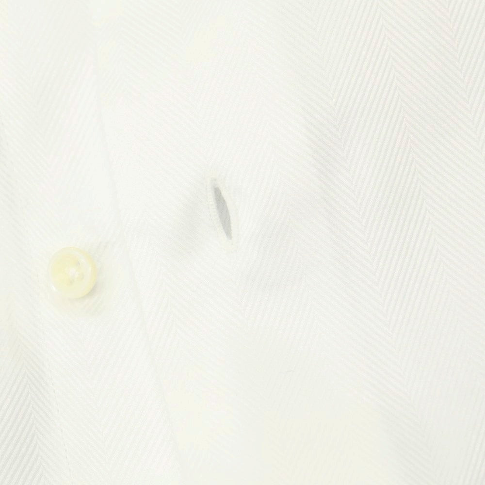 【中古】アザブテーラー azabu tailor コットン ヘリンボーン セミワイドカラー ドレスシャツ ホワイト【サイズ表記なし（S位）】【 状態ランクB 】【 メンズ 】