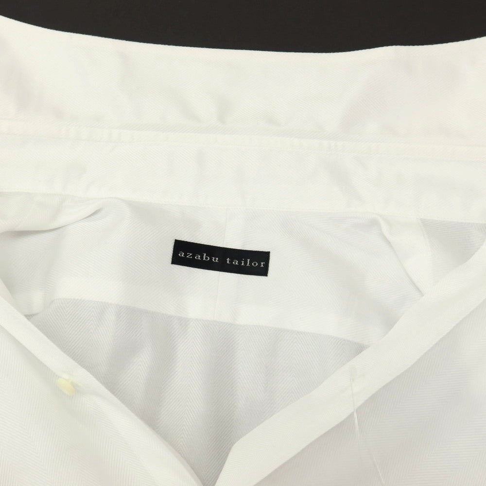 【中古】アザブテーラー azabu tailor コットン ヘリンボーン セミワイドカラー ドレスシャツ ホワイト【サイズ表記なし（S位）】【 状態ランクB 】【 メンズ 】
