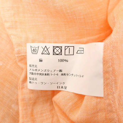 【中古】アザブテーラー azabu tailor リネン ワンピースカラー カジュアルシャツ オレンジ【サイズ表記なし（S位）】【 状態ランクB 】【 メンズ 】