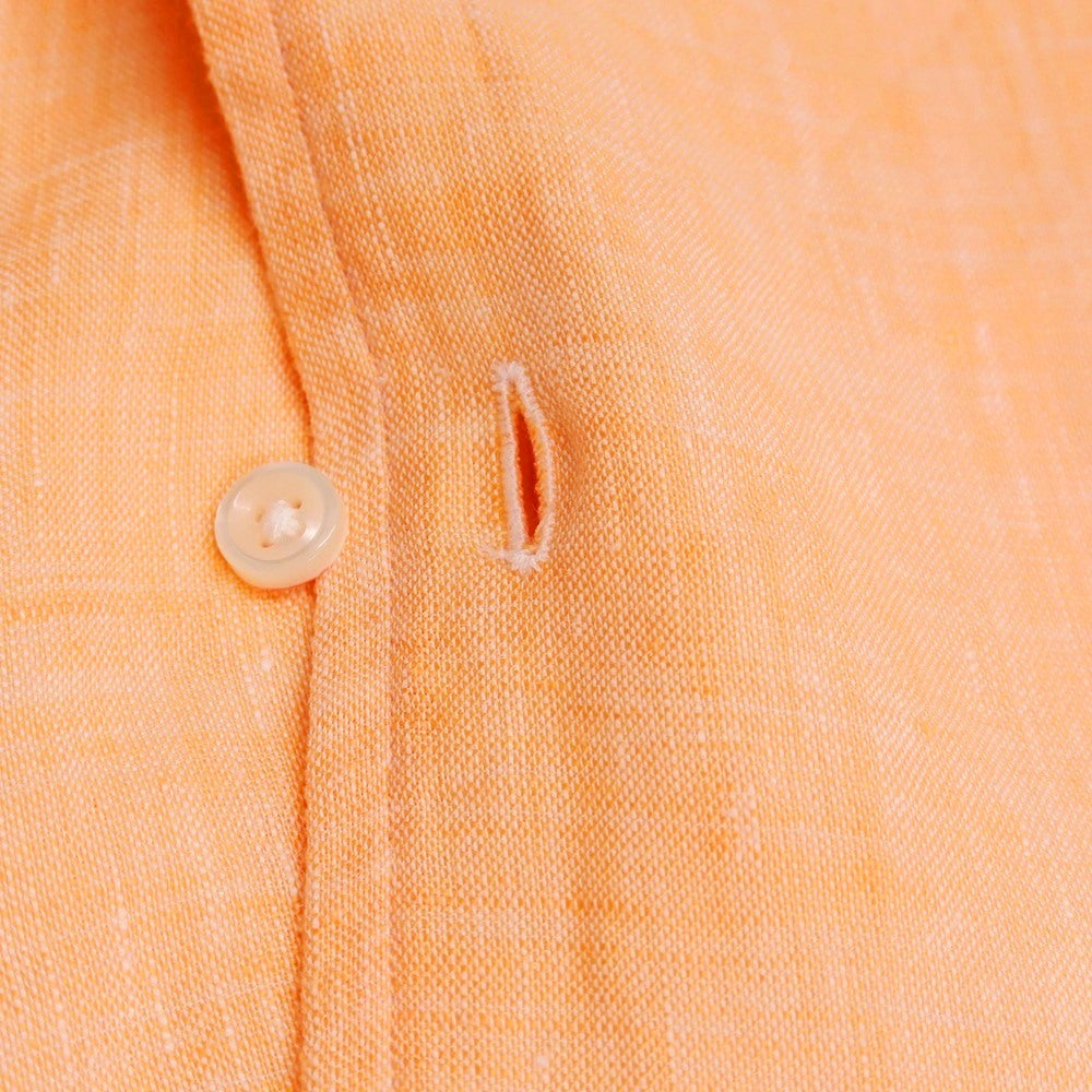 【中古】アザブテーラー azabu tailor リネン ワンピースカラー カジュアルシャツ オレンジ【サイズ表記なし（S位）】【 状態ランクB 】【 メンズ 】