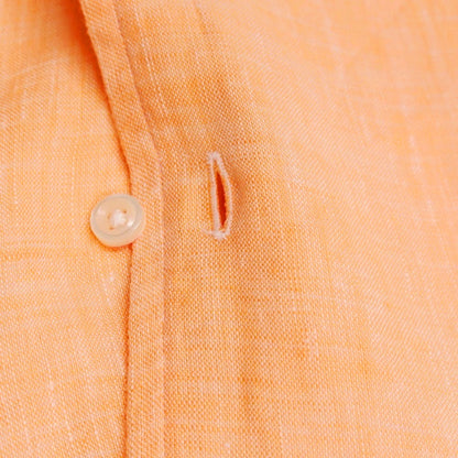 【中古】アザブテーラー azabu tailor リネン ワンピースカラー カジュアルシャツ オレンジ【サイズ表記なし（S位）】【 状態ランクB 】【 メンズ 】