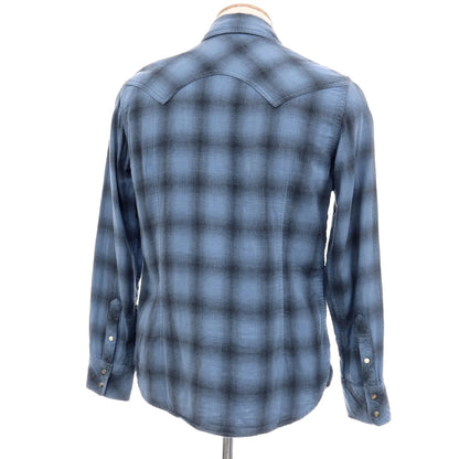 【中古】ティーエムティー T.M.T ダブルガーゼ オンブレチェック ウエスタンシャツ ブルーxブラック【サイズS】【 状態ランクC 】【 メンズ 】