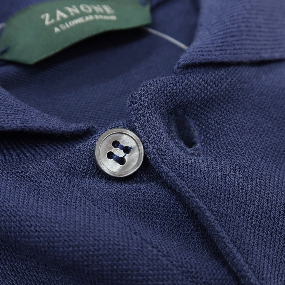 【中古】ザノーネ ZANONE アイスピケコットン 半袖ポロシャツ ネイビー【サイズ42】【 状態ランクB 】【 メンズ 】