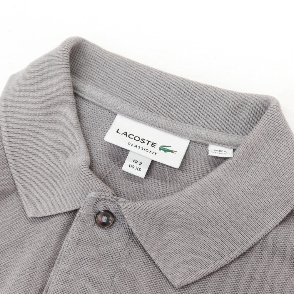 【中古】ラコステ LACOSTE コットン 鹿の子 半袖ポロシャツ グレー系【サイズ2】【 状態ランクC 】【 メンズ 】