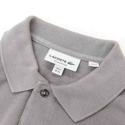 【中古】ラコステ LACOSTE コットン 鹿の子 半袖ポロシャツ グレー系【サイズ2】【 状態ランクC 】【 メンズ 】