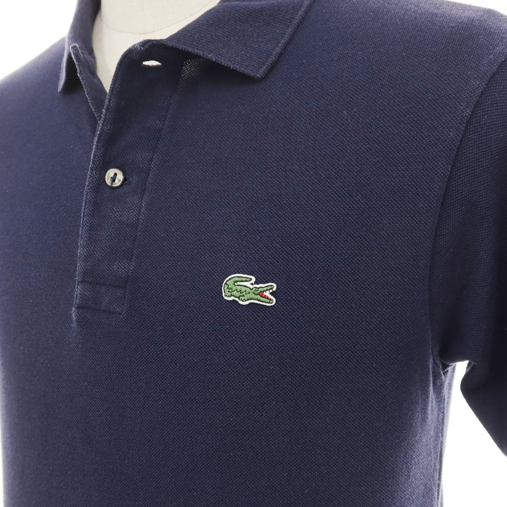 【中古】ラコステ LACOSTE コットン 鹿の子 半袖ポロシャツ ネイビー【サイズ2】【 状態ランクC 】【 メンズ 】