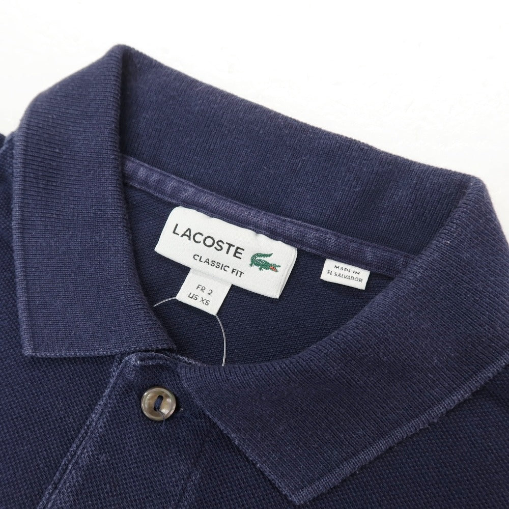 【中古】ラコステ LACOSTE コットン 鹿の子 半袖ポロシャツ ネイビー【サイズ2】【 状態ランクC 】【 メンズ 】