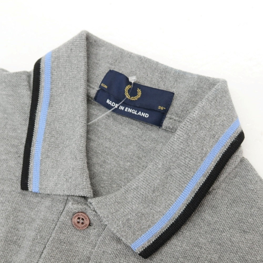 【中古】フレッドペリー FRED PERRY コットン 鹿の子 半袖ポロシャツ グレー【サイズ36】【 状態ランクC 】【 メンズ 】