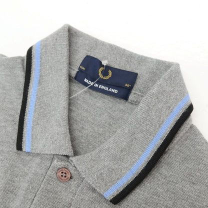【中古】フレッドペリー FRED PERRY コットン 鹿の子 半袖ポロシャツ グレー【サイズ36】【 状態ランクC 】【 メンズ 】