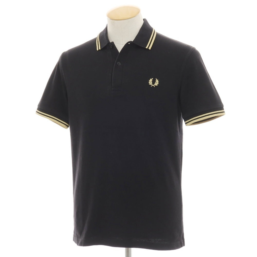 【中古】フレッドペリー FRED PERRY コットン 鹿の子 半袖ポロシャツ ブラック【サイズ36】【 状態ランクC 】【 メンズ 】