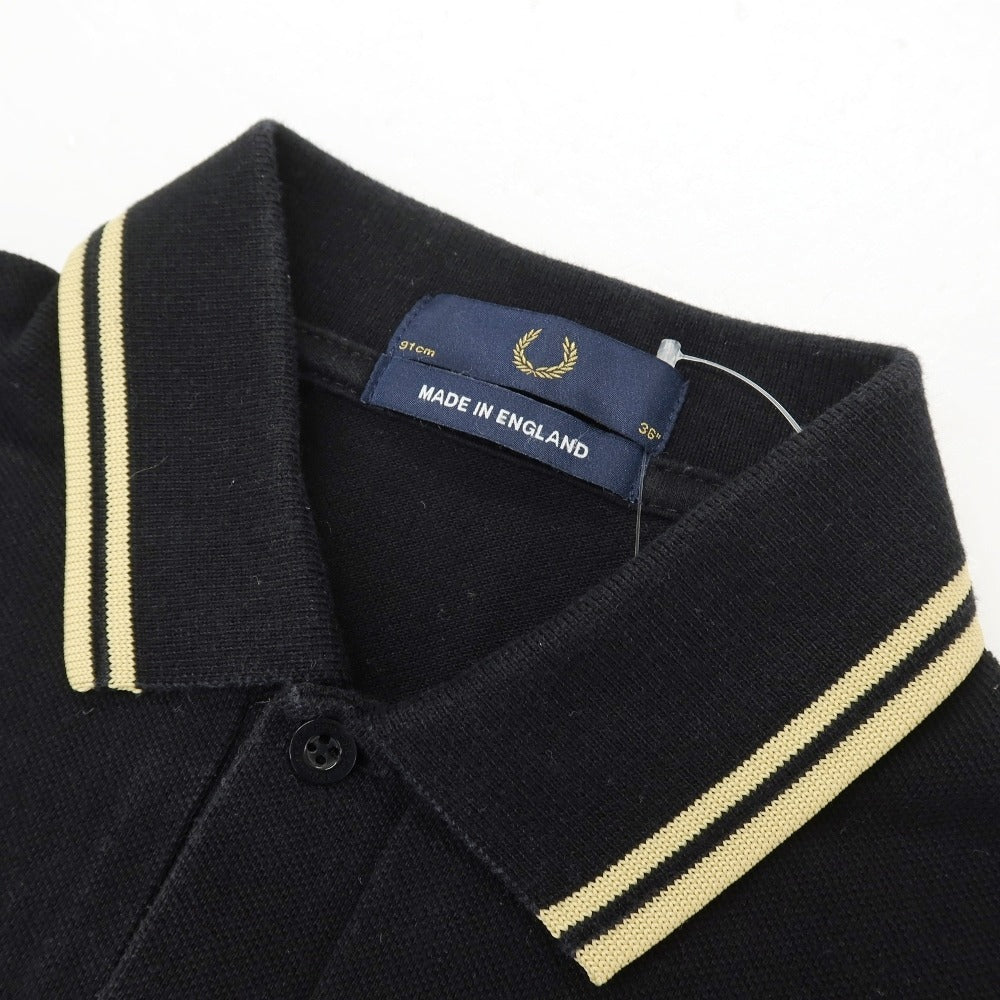 【中古】フレッドペリー FRED PERRY コットン 鹿の子 半袖ポロシャツ ブラック【サイズ36】【 状態ランクC 】【 メンズ 】