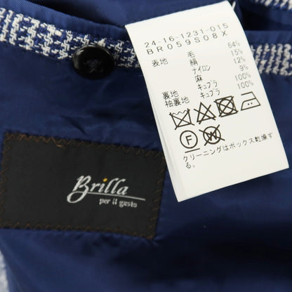 【中古】ブリッラ ペル イル グスト Brilla per il gusto ウールシルクナイロンリネン チェック 3B テーラードジャケット ネイビーxホワイト【サイズ46】【 状態ランクB 】【 メンズ 】