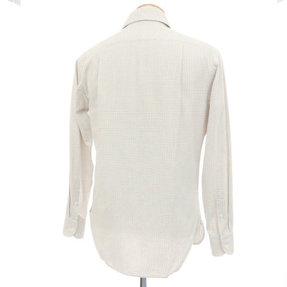 【中古】ビームスエフ BEAMS F コットン チェック セミワイドカラー ドレスシャツ ホワイトxベージュ【サイズ38】【 状態ランクC 】【 メンズ 】