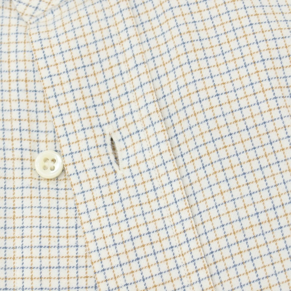 【中古】ビームスエフ BEAMS F コットン チェック セミワイドカラー ドレスシャツ ホワイトxベージュ【サイズ38】【 状態ランクC 】【 メンズ 】