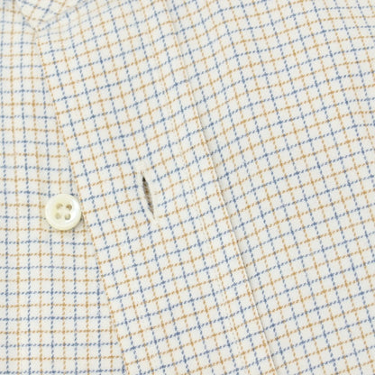 【中古】ビームスエフ BEAMS F コットン チェック セミワイドカラー ドレスシャツ ホワイトxベージュ【サイズ38】【 状態ランクC 】【 メンズ 】