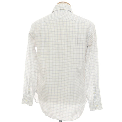 【中古】ビームスエフ BEAMS F コットン チェック セミワイドカラー ドレスシャツ ホワイトxブルー【サイズ38】【 状態ランクC 】【 メンズ 】
