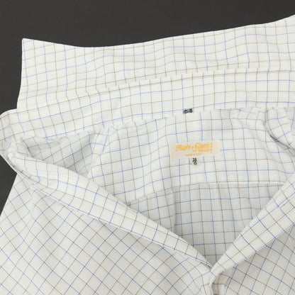 【中古】ビームスエフ BEAMS F コットン チェック セミワイドカラー ドレスシャツ ホワイトxブルー【サイズ38】【 状態ランクC 】【 メンズ 】