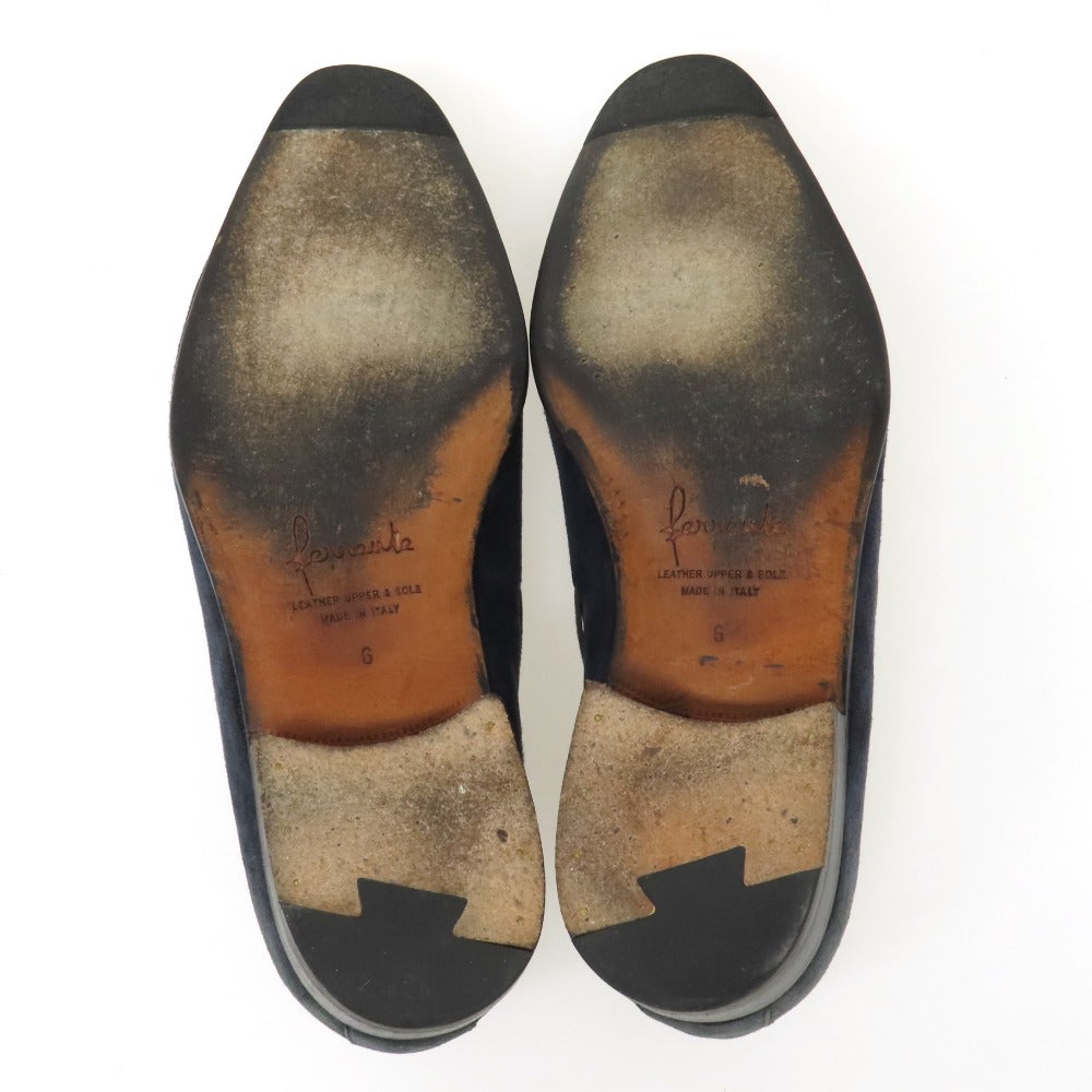 【中古】フェランテ FERRANTE スエード ローファー ネイビー【サイズ6】【 状態ランクC 】【 メンズ 】