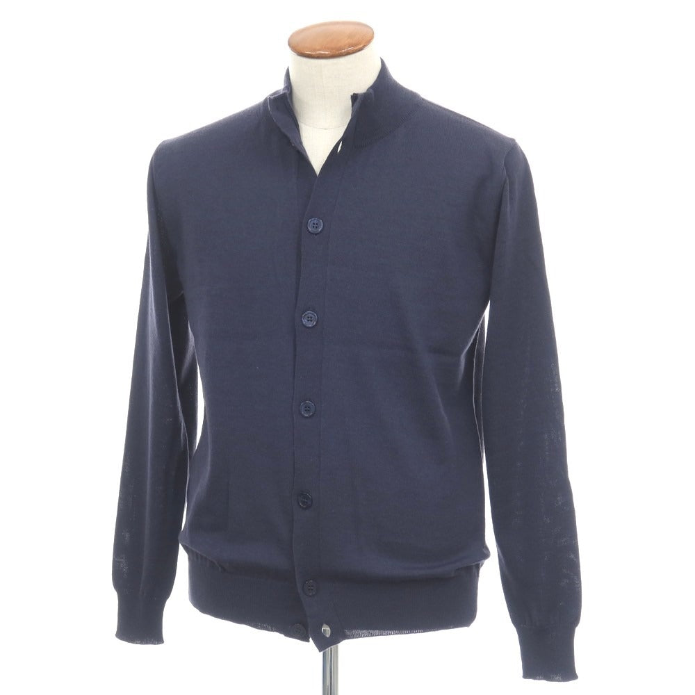 【中古】アレッサンドロルッピ Alessandro Luppi ウール スタンドカラー カーディガン ネイビー【サイズ48】【 状態ランクB 】【 メンズ 】