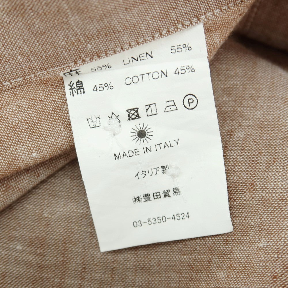 【中古】ジャンネット giannetto リネンコットン ホリゾンタルカラー カジュアルシャツ ブラウン【サイズ39】【 状態ランクB 】【 メンズ 】