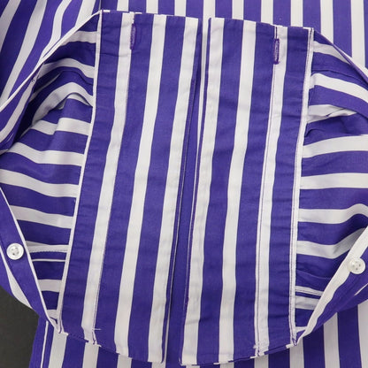 【中古】ランバンコレクション LANVIN COLLECTION コットン ストライプ レギュラーカラー カジュアルシャツ パープルxホワイト【サイズ46】【 状態ランクB 】【 メンズ 】