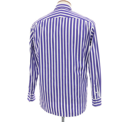 【中古】ランバンコレクション LANVIN COLLECTION コットン ストライプ レギュラーカラー カジュアルシャツ パープルxホワイト【サイズ46】【 状態ランクB 】【 メンズ 】